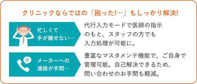 クリニックならではの「困った!…」もしっかり解決!